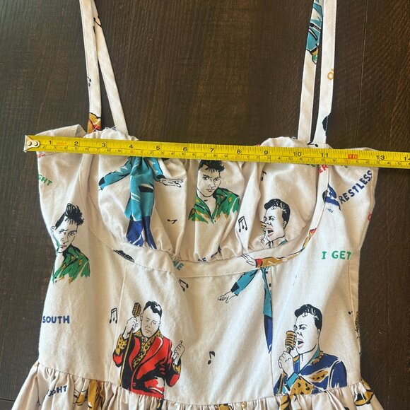 Bernie Dexter Rockabilly Idol Dress Elvis Print Cotton Fit and Flare Size S - Picture 5 of 7